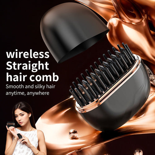 Mini Wireless Hair Straightener Comb – Portable Rechargeable Hair Styling Brush | Safe Heat, Smooth & Frizz-Free Hair