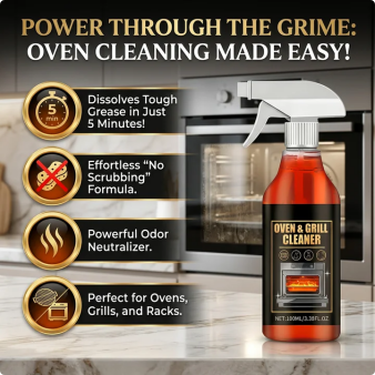 Oven & Grill Cleaner Spray – Dissolves Grease in 5 Mins, No Scrubbing & Eliminates Odors
