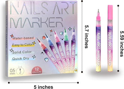 ⏳12 Colors Nail Art Pens Set💅for DIY Nail Art Quick Drying Acrylic Painting and 3D Dot Embroidery mma acrylic nail