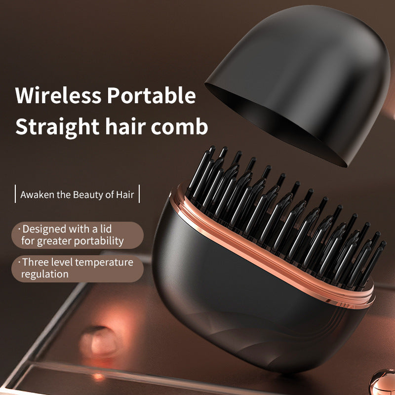 Mini Wireless Hair Straightener Comb – Portable Rechargeable Hair Styling Brush | Safe Heat, Smooth & Frizz-Free Hair