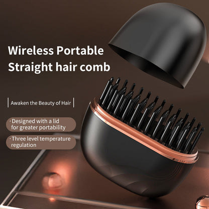 Mini Wireless Hair Straightener Comb – Portable Rechargeable Hair Styling Brush | Safe Heat, Smooth & Frizz-Free Hair