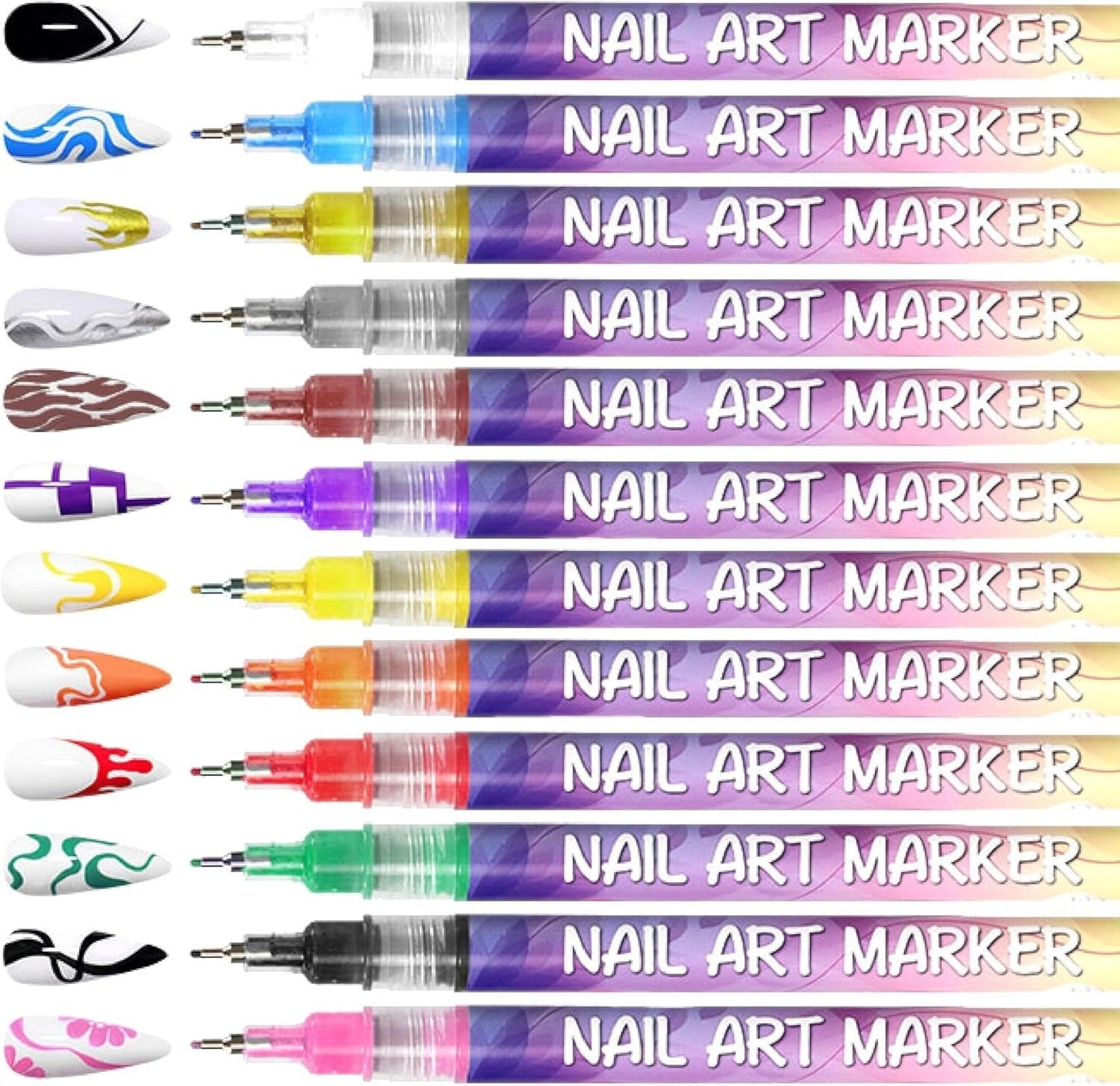 ⏳12 Colors Nail Art Pens Set💅for DIY Nail Art Quick Drying Acrylic Painting and 3D Dot Embroidery mma acrylic nail