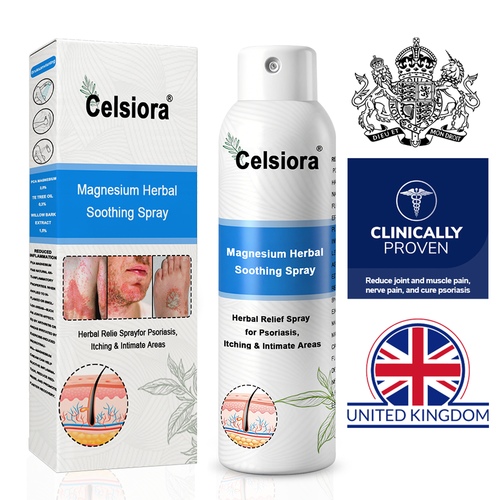 80%off ✅Celsiora® Magnesium Herbal Psoriasis Spray⚕️FDA Certified (Relieves psoriasis and eczema, helps with acne and seborrheic dermatitis, and soothes dry, red, and irritated skin)